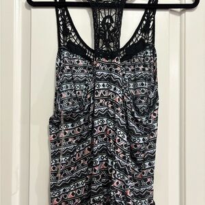 Patterned Black and Pink Women's Top